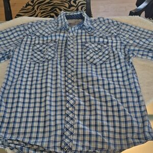 Wrangler Blue and White Checkered Casual Shirt